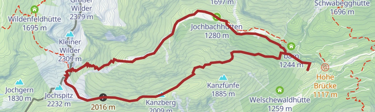Route map: Hinterhornbach - Kanzberg - Jochbach